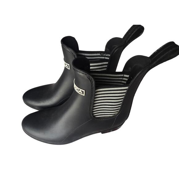 Nautica Rain Ankle Size 7 Slip On Waterproof Women's Black White Rubber Boot - Picture 3 of 7